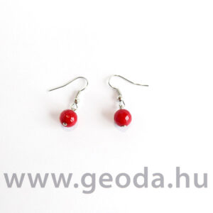 Korall gömb, fazettált fülbevaló