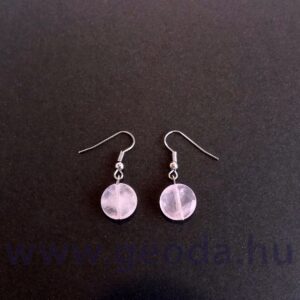 Rózsakvarc kör, fazettált fülbevaló