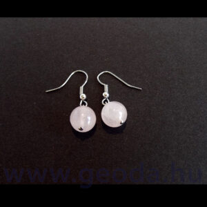 Rózsakvarc gömb, sima fülbevaló